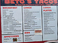 Betos Tacos Y Mas menu
