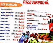 Pizz'Appel menu