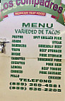 Tacos Los Compadres menu