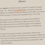 Moulin de l'Étang Menu