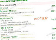 La Calypsia menu