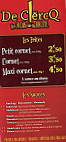 De Clerc Le Roi De La Frite menu