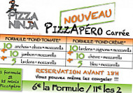 Pizza Ninja menu