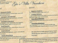 Gio's Villa Vancheri menu