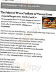The Prince Of Wales Feathers menu