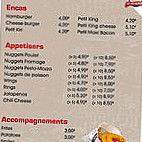 Le Roi Burger menu