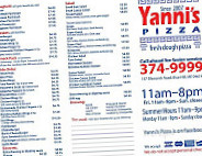 Yannis Pizza menu