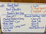 Sale Barn Cafe menu