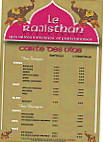 Le Rajisthan menu