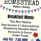 Homestead Kitchen Bakery menu