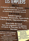 Les Templiers Grill & Live menu