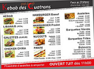 Kebab Des Quatrans menu