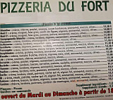 Pizzeria Du Fort menu