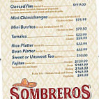 Sombreros Mexican menu