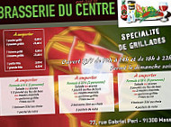 Brasserie Du Centre menu