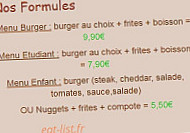 Fast Burger menu