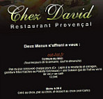 Chez David menu