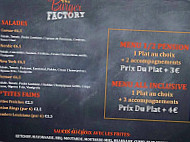 The Burger Factory menu