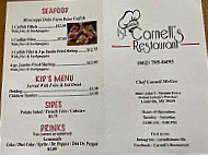 Carnell's menu