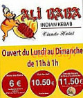 Ali Baba Indian Kebab menu