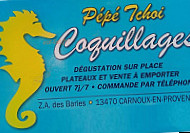Coquillages Pépé Tchoi menu
