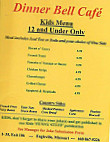 Dinner Bell Cafe menu