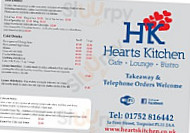 Hearts Kitchen menu