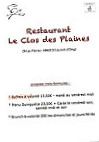 Le Clos Des Plaines menu