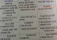 Le Taranis menu