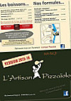 L'artisan Pizzaiolo menu