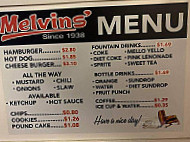 Melvin's Hamburgers Hot Dogs menu