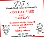 Dj's Pizza And Steak House Of Alexandria menu