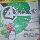 Aux 4 Saisons Pizzeria menu