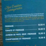 Refuge De Lognan menu