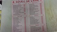 Soleil De Chine menu