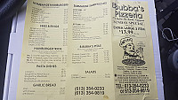Bubba's Pizzeria & Restaurant menu
