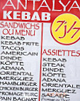 Antalya Kebab menu