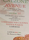 Calzone Avenue menu