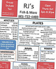 R.j. 's Fish menu