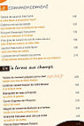La Fontaine Aux Grives menu