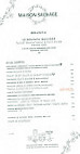 Maison Sauvage Saint-germain-des-prés menu