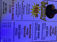 The Bears Den menu