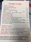 La Mer Ô Vent menu