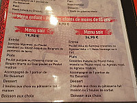 Letresor De L'inde menu