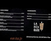 La Petite Mer Égée menu