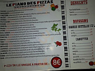 Le Piano des Pizzas menu