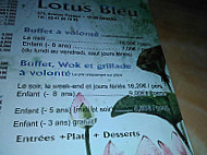Le Lotus Bleu menu