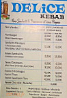 Delice Kebab menu