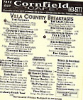 The Cornfield Cafe menu