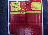Pizz'a Tony menu